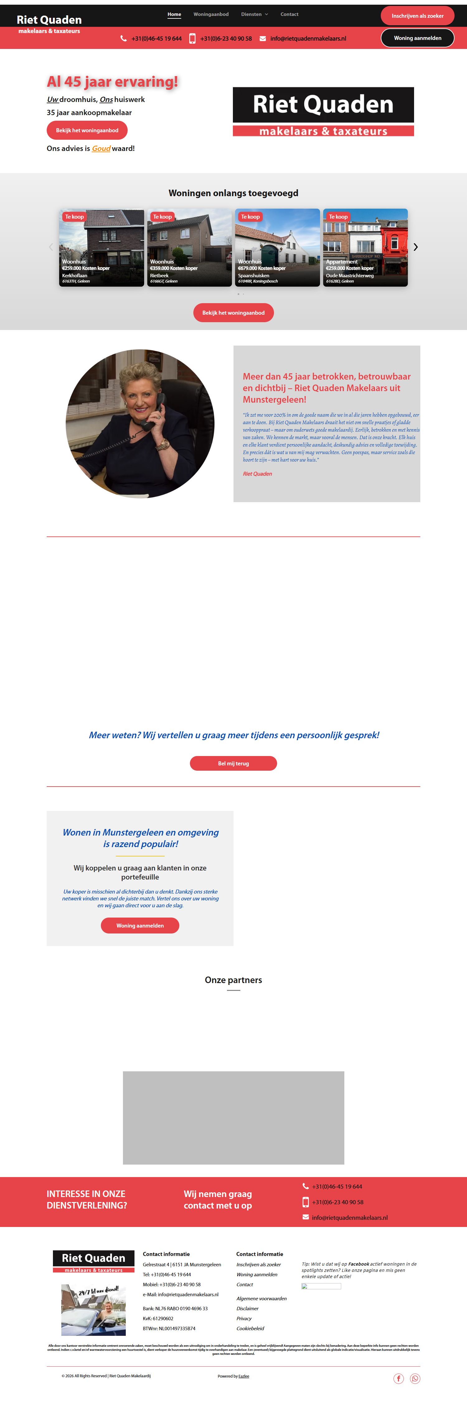 Screenshot van de website van www.rietquadenmakelaars.nl