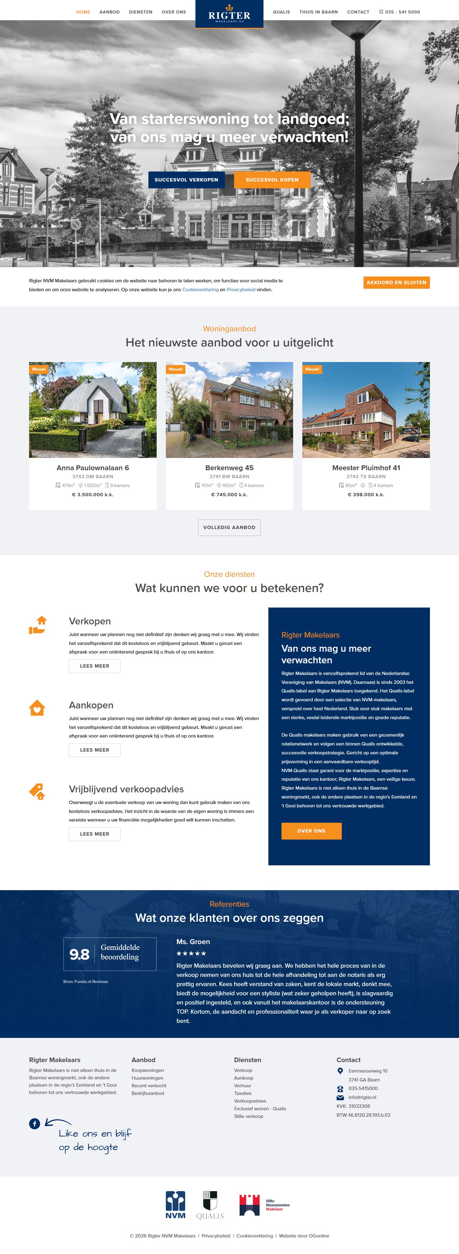 Screenshot van de website van www.rigter.nl