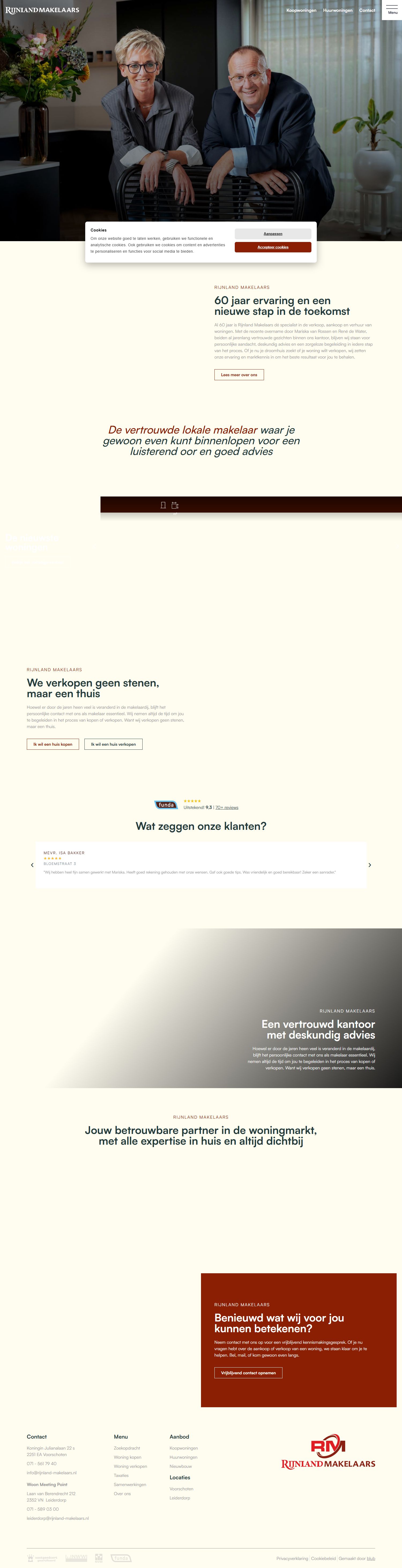 Screenshot van de website van www.rijnland-makelaars.nl
