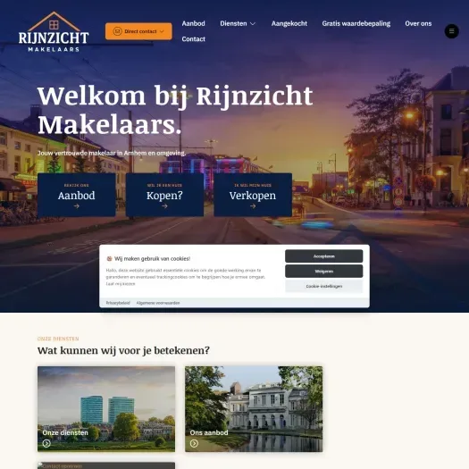 Screenshot of the website of www.rijnzichtmakelaars.nl