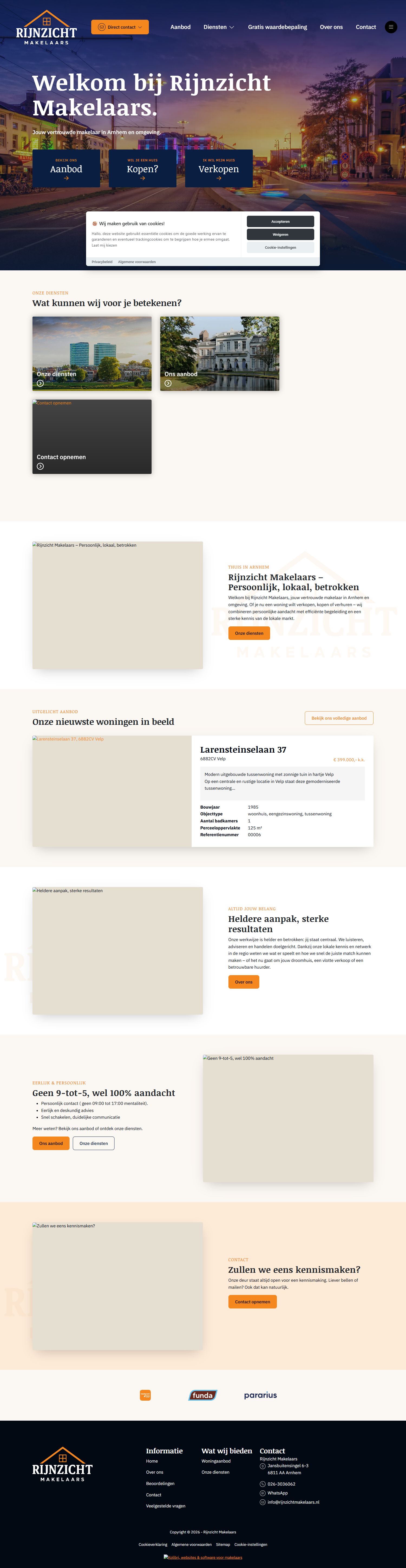 Screenshot van de website van www.rijnzichtmakelaars.nl