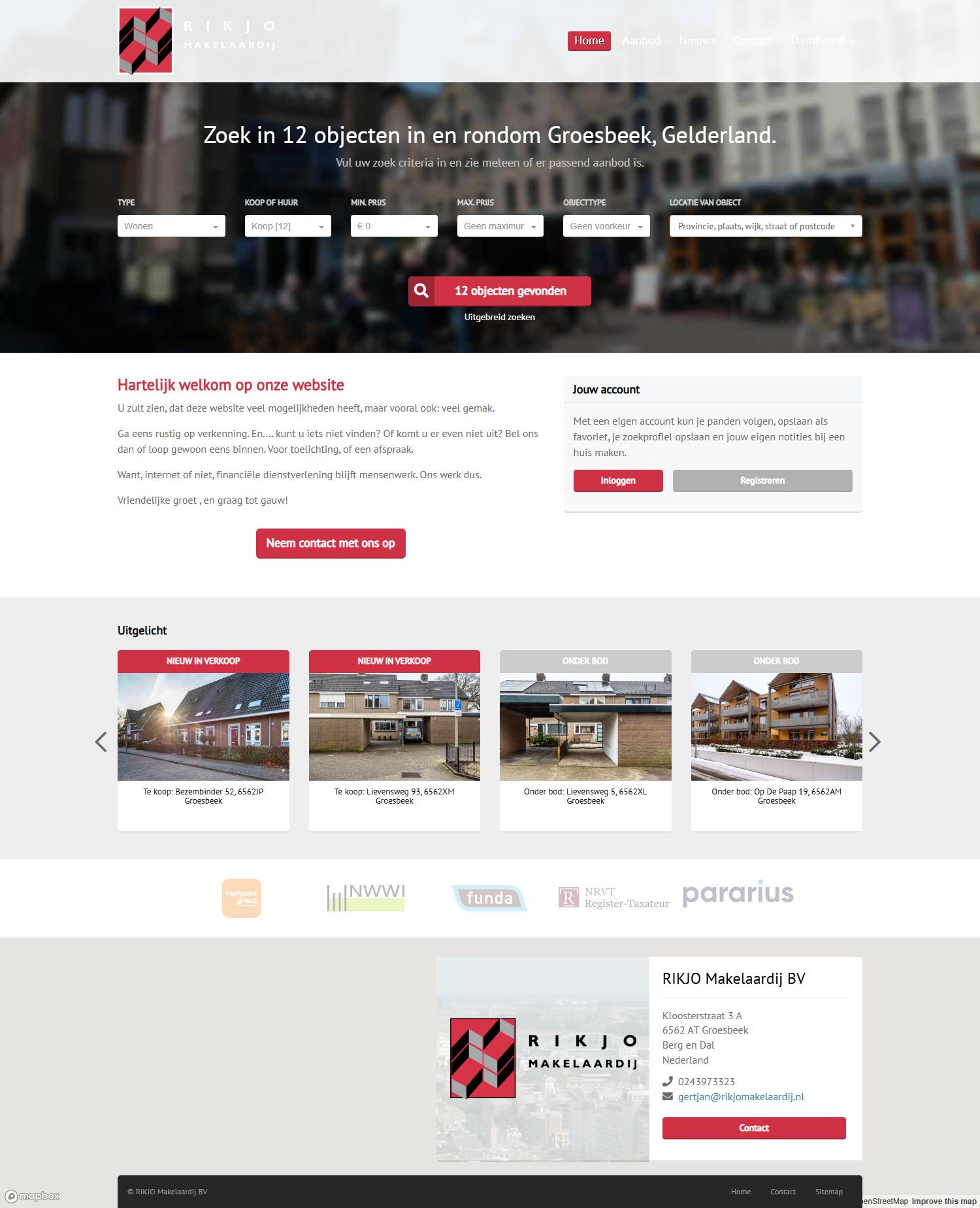 Screenshot van de website van www.rikjomakelaardij.nl