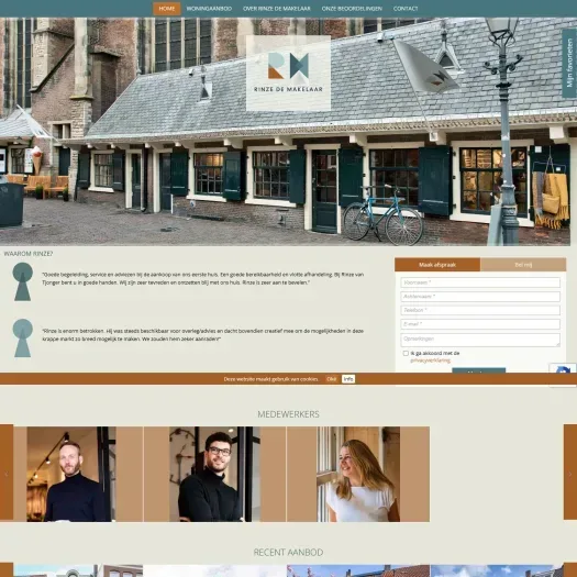 Screenshot van de website van www.rinzedemakelaar.nl