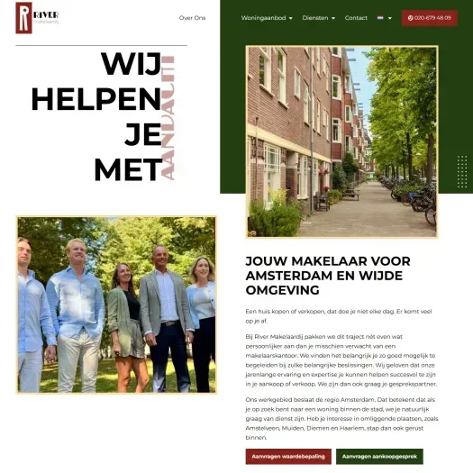 Screenshot der Website von www.rivermakelaardij.nl