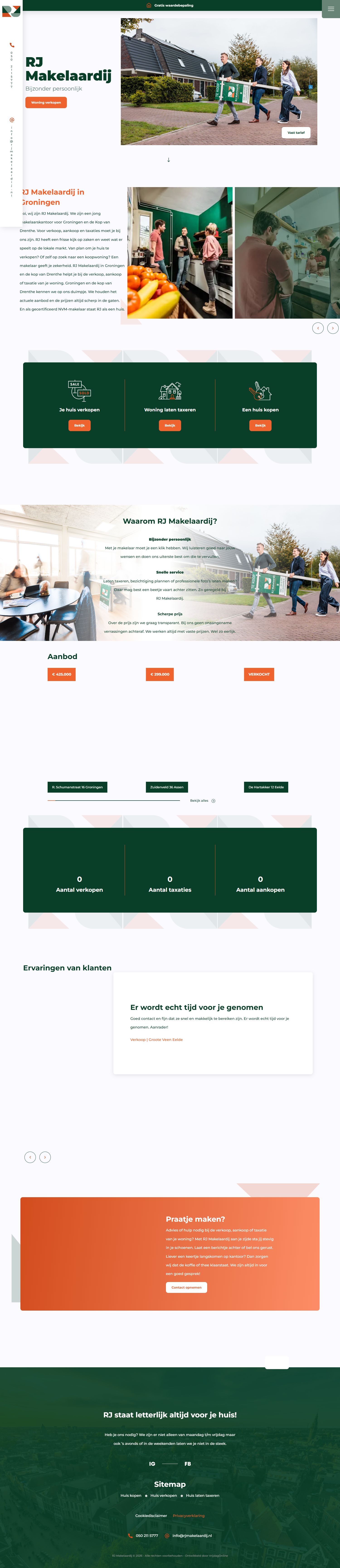 Screenshot van de website van www.rjmakelaardij.nl