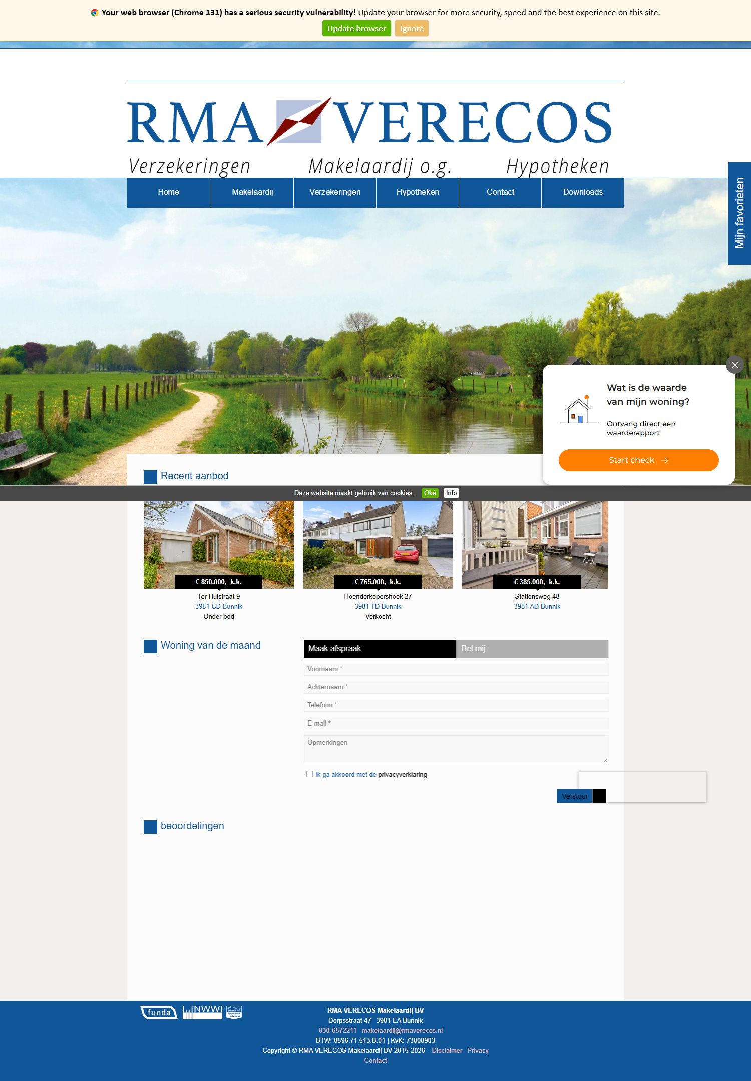 Screenshot van de website van www.rmaverecos.nl