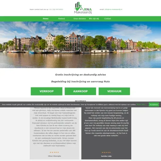 Capture d'écran du site web de www.rna-makelaardij.nl