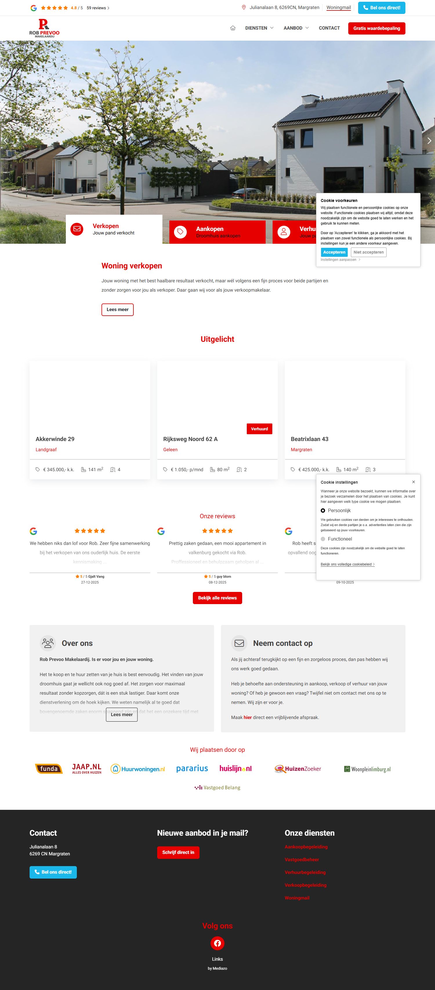 Screenshot van de website van www.robprevoo.nl