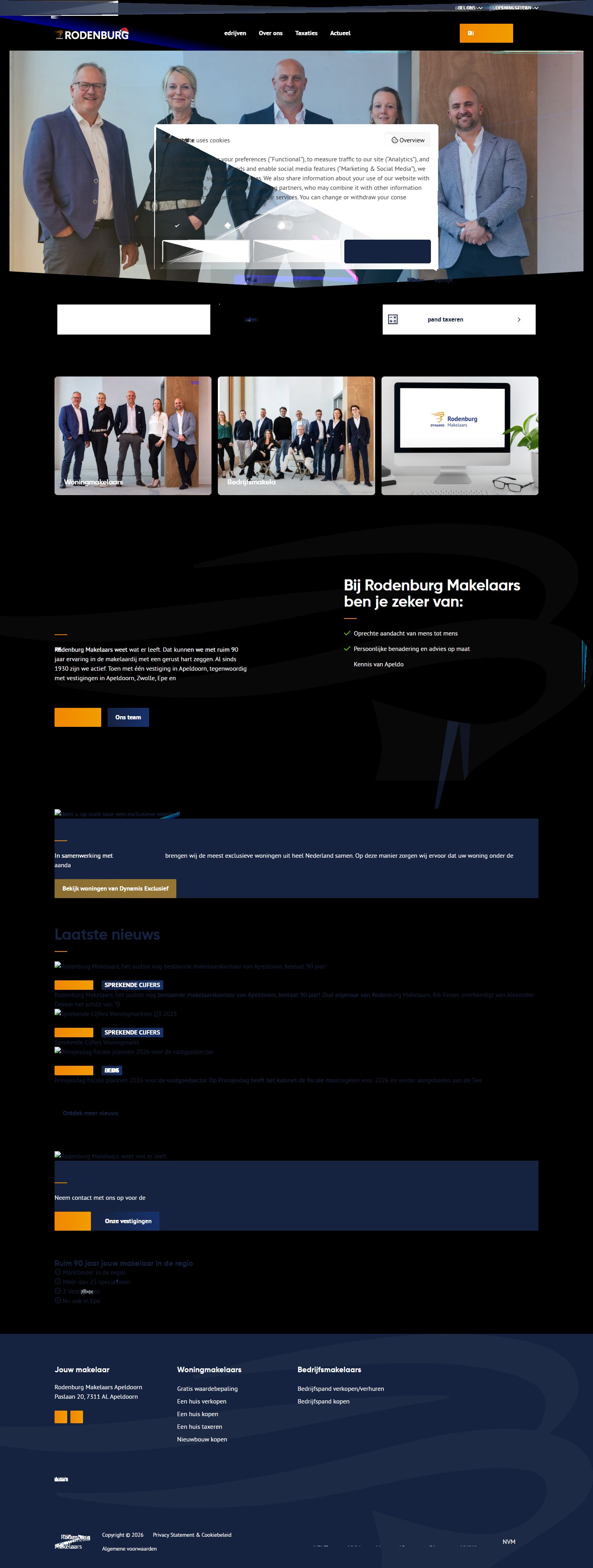 Screenshot van de website van rodenburg.nl