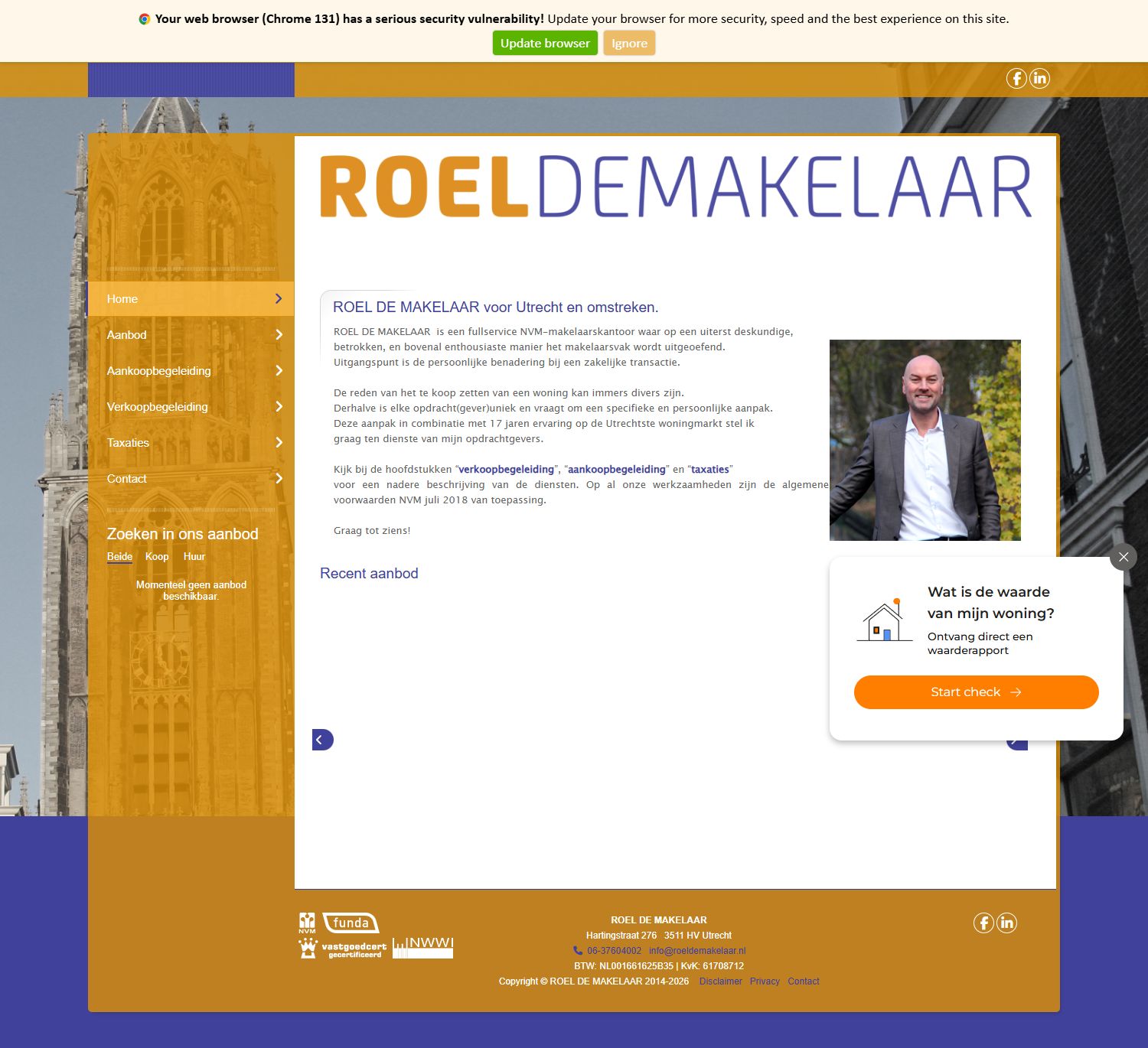 Screenshot van de website van www.roeldemakelaar.nl