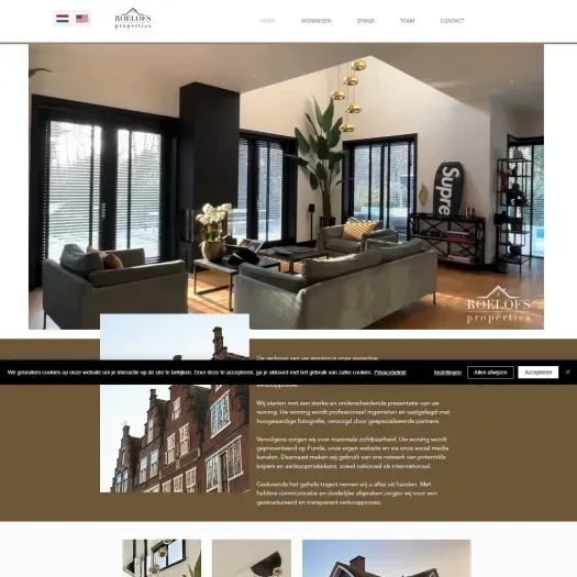Screenshot van de website van www.roelofsproperties.nl