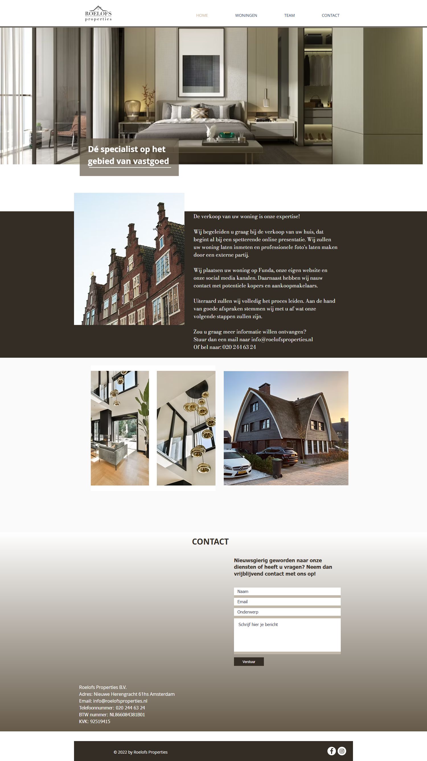 Screenshot van de website van www.roelofsproperties.nl