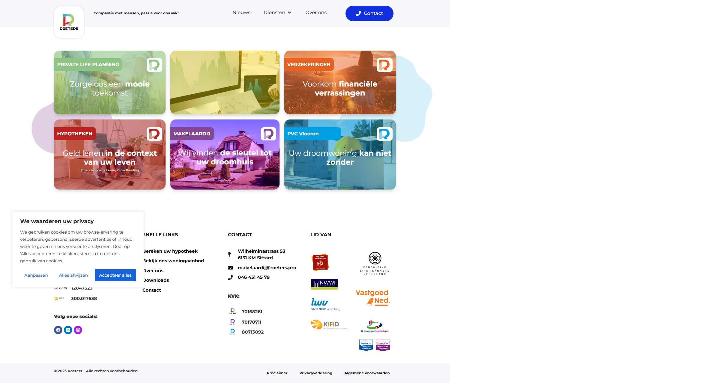 Screenshot van de website van www.roeters.pro