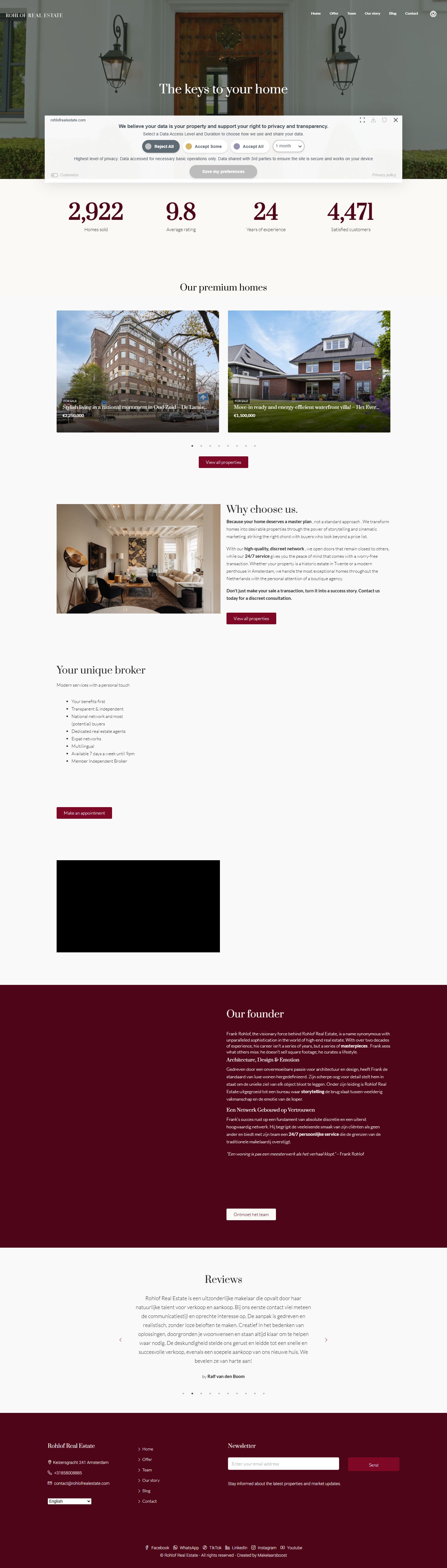 Screenshot van de website van www.rohlofrealestate.com