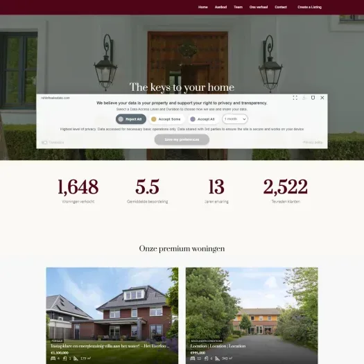Screenshot van de website van www.rohlofrealestate.com