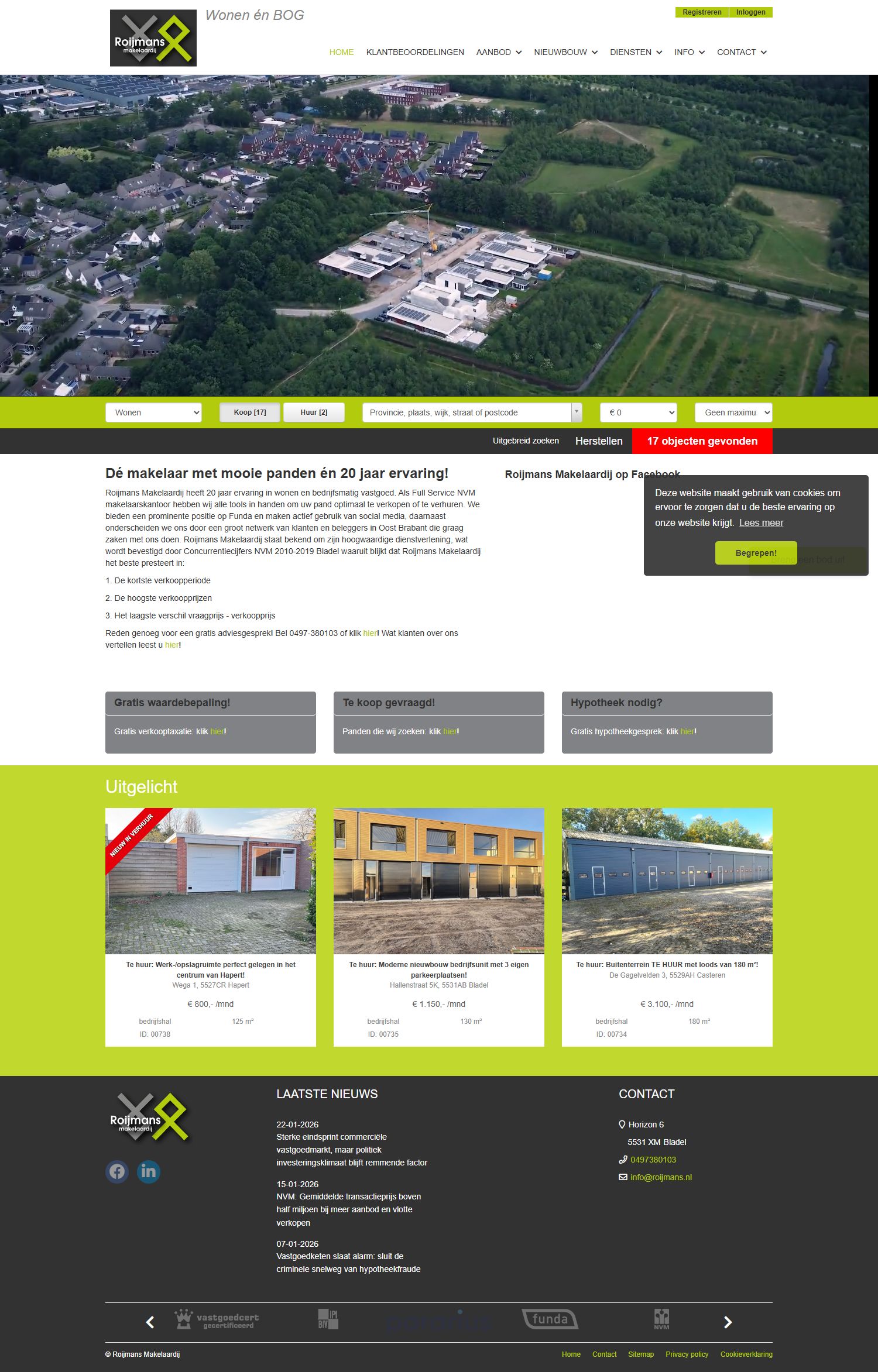 Screenshot van de website van www.roijmans.nl