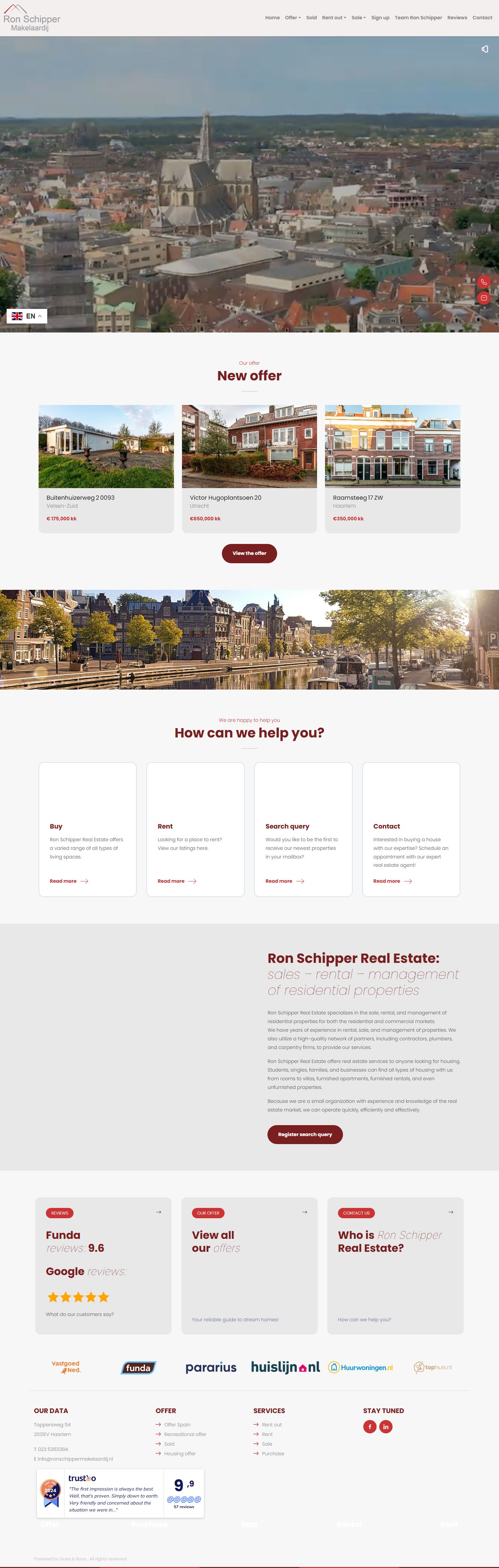 Screenshot van de website van www.ronschippermakelaardij.nl