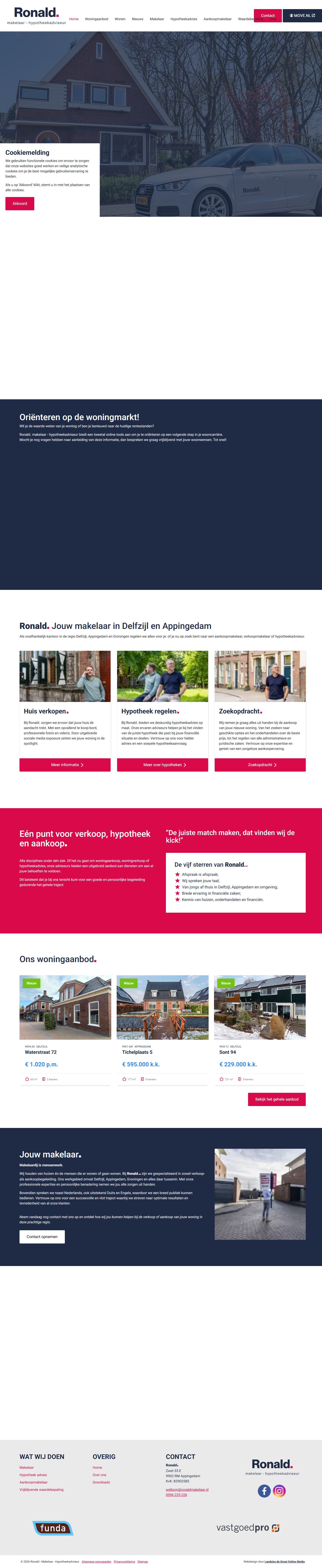 Screenshot van de website van www.ronaldmakelaar.nl