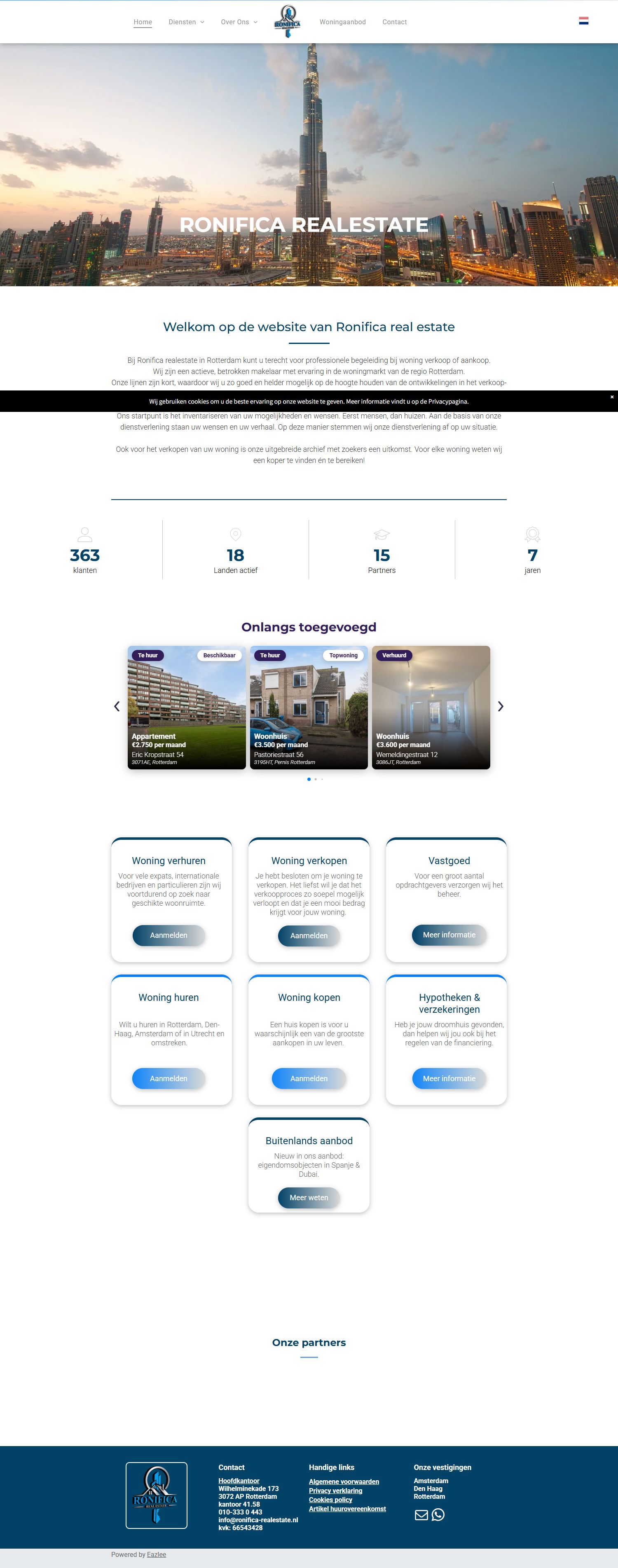 Screenshot van de website van www.ronifica-realestate.nl