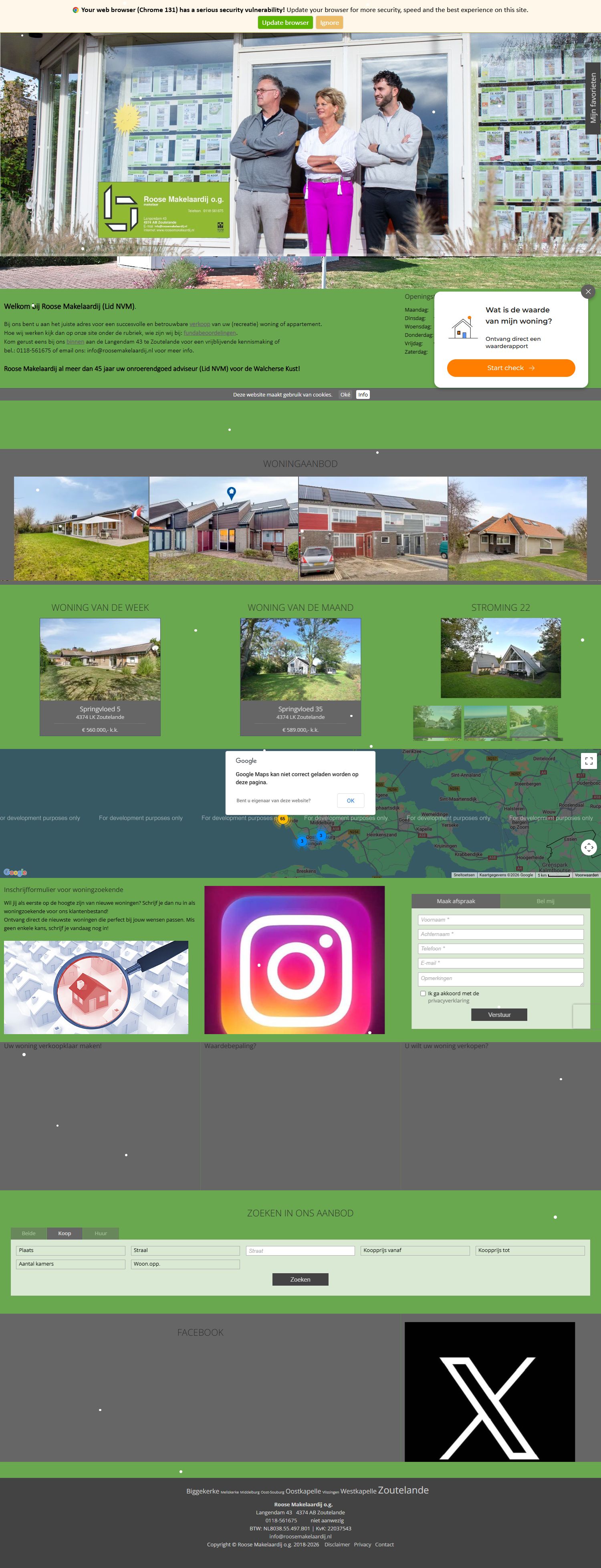 Screenshot van de website van www.roosemakelaardij.nl