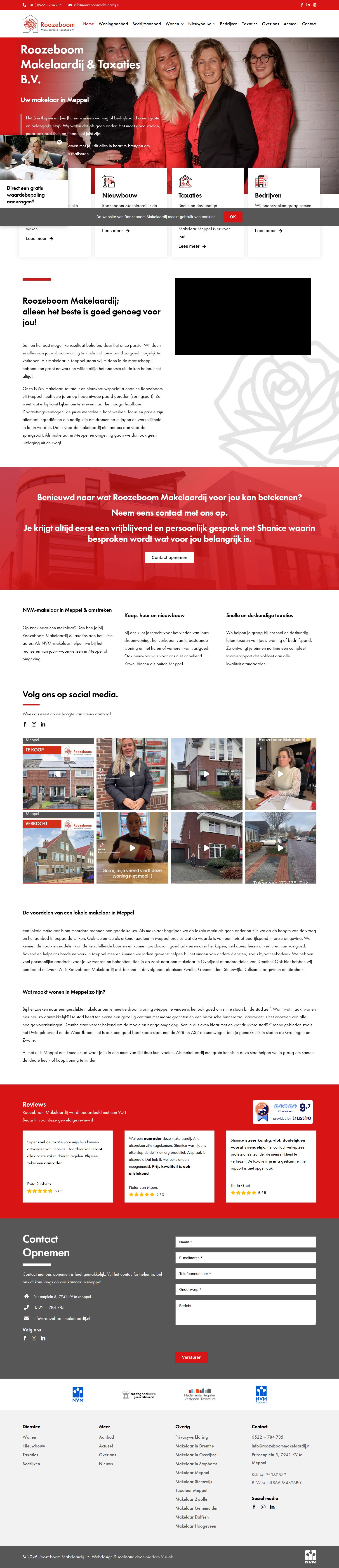 Screenshot van de website van www.roozeboommakelaardij.nl