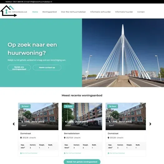 Screenshot van de website van www.rosverhuurmakelaar.nl