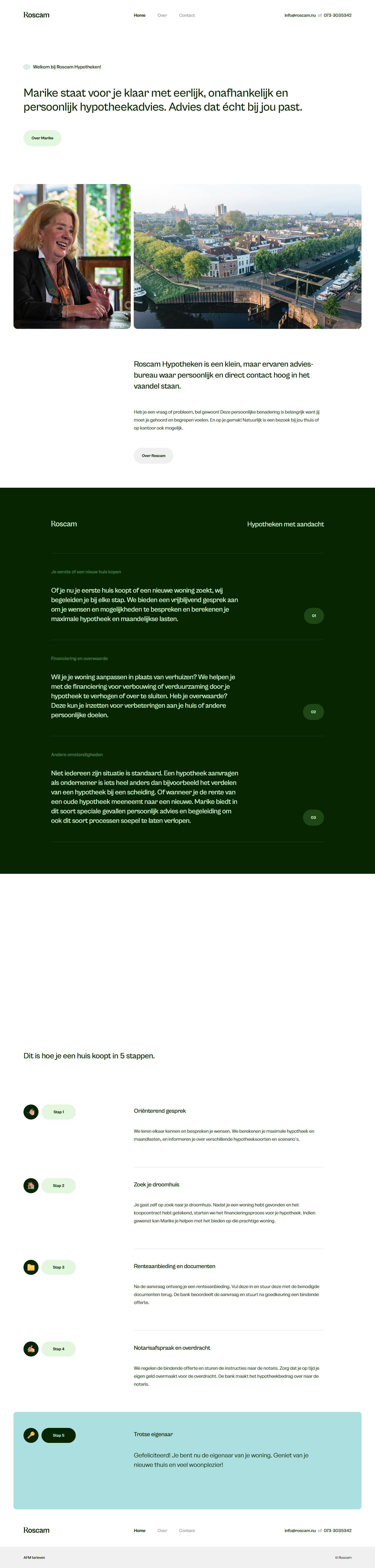 Screenshot van de website van www.roscamwonen.nl