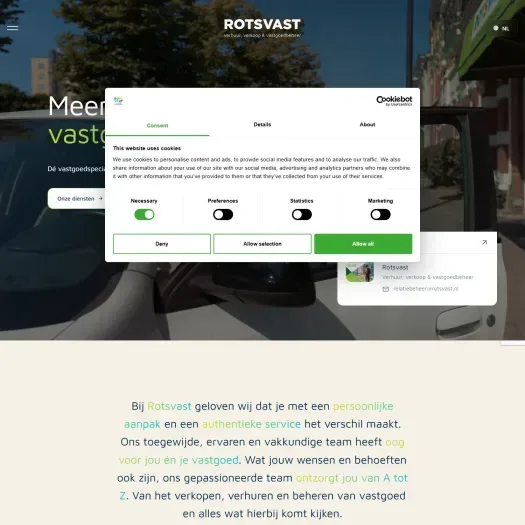 Screenshot van de website van www.rotsvast.nl