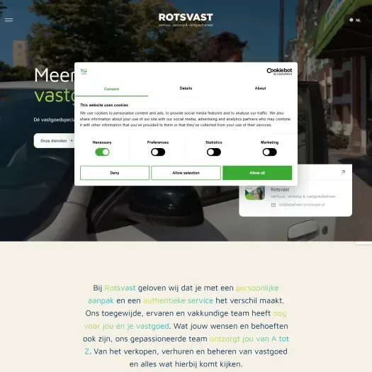 Screenshot van de website van www.rotsvast.nl