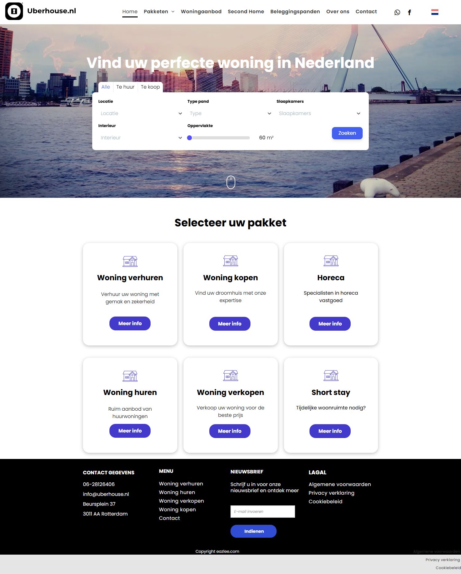 Screenshot van de website van www.rotterdamrent.com