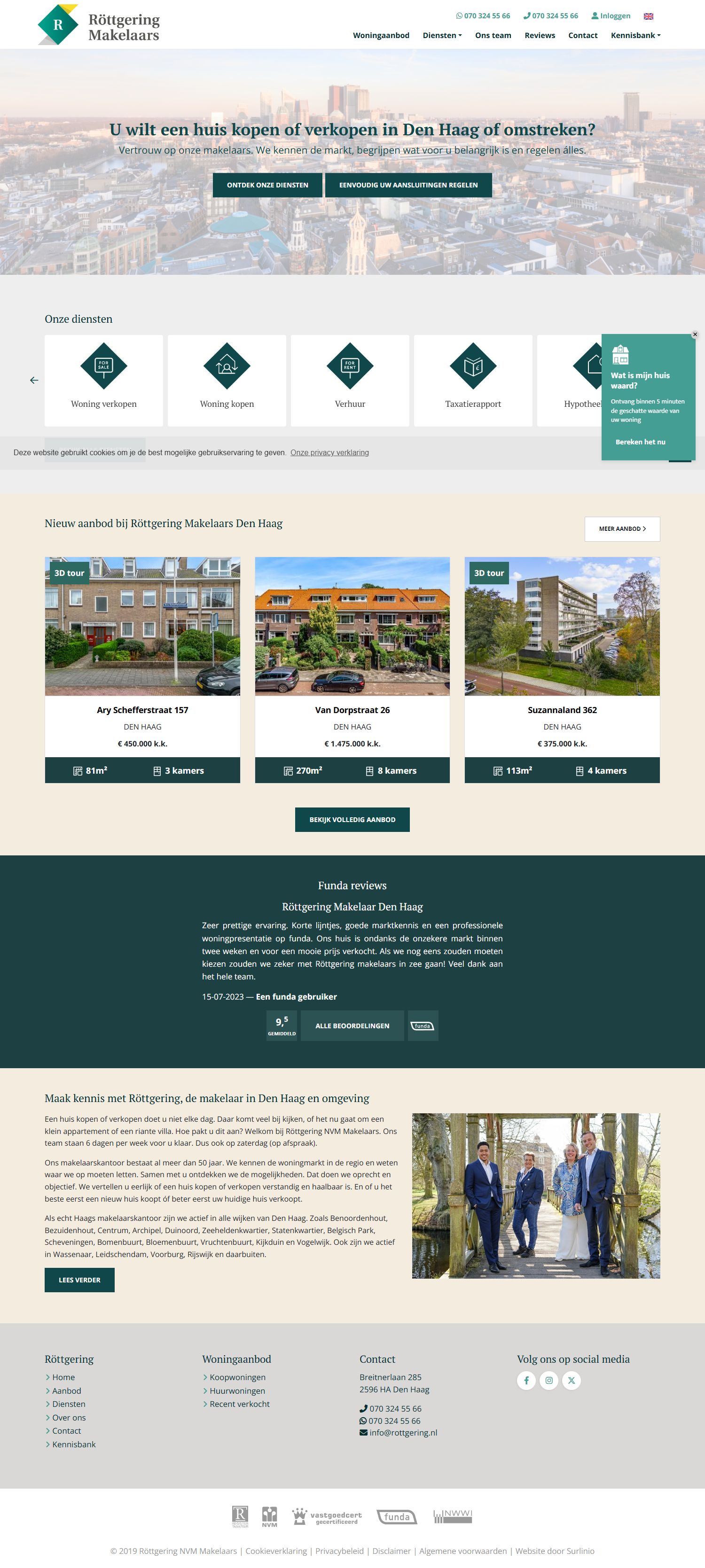 Screenshot van de website van www.rottgering.nl