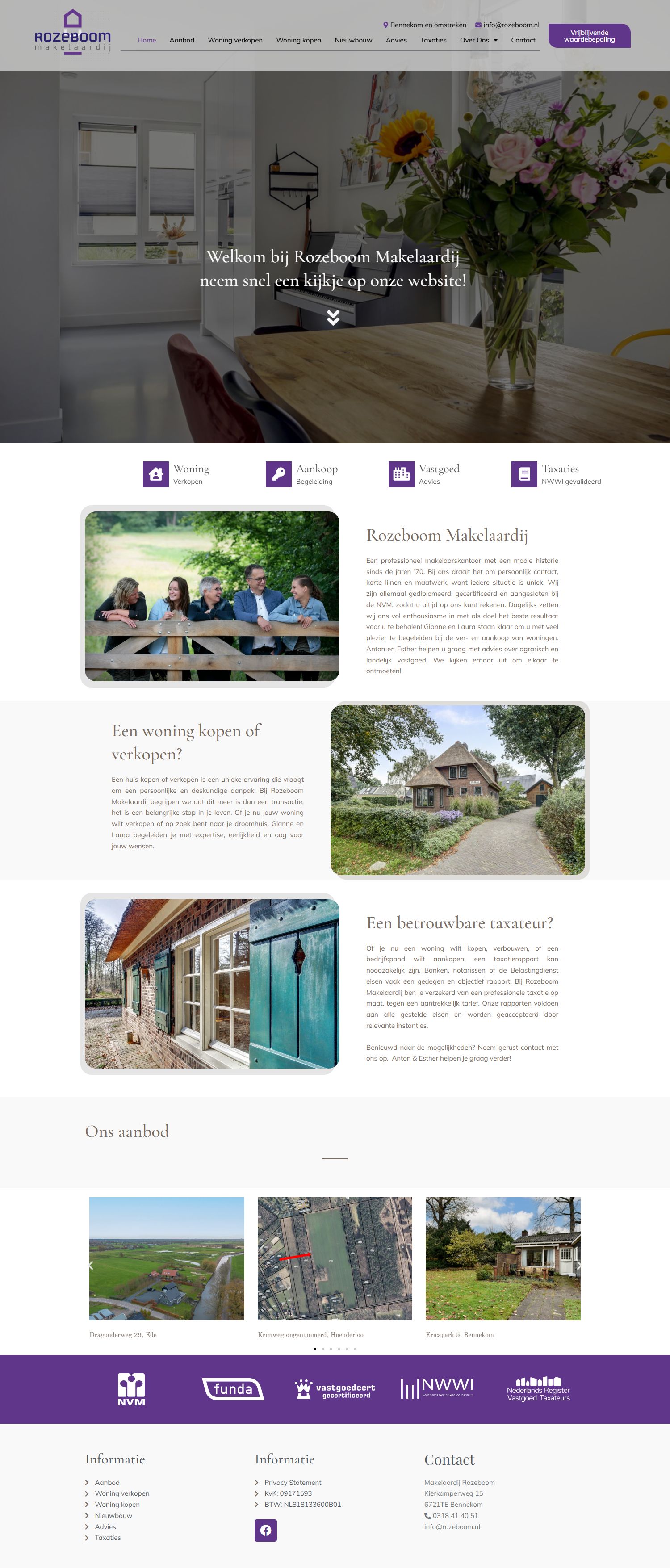 Screenshot van de website van www.rozeboom.nl