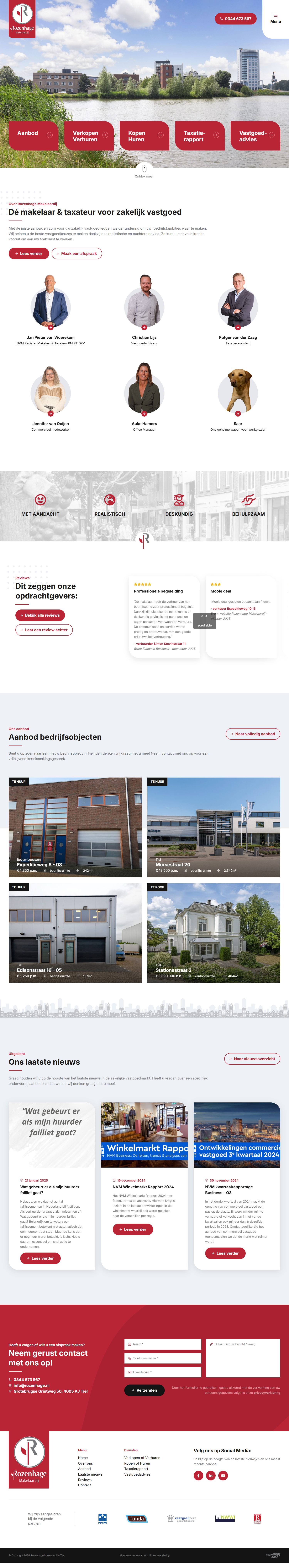 Screenshot van de website van www.rozenhage.nl