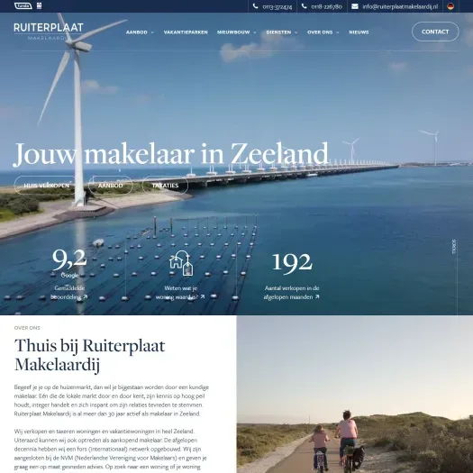 Screenshot of the website of www.ruiterplaatmakelaardij.nl