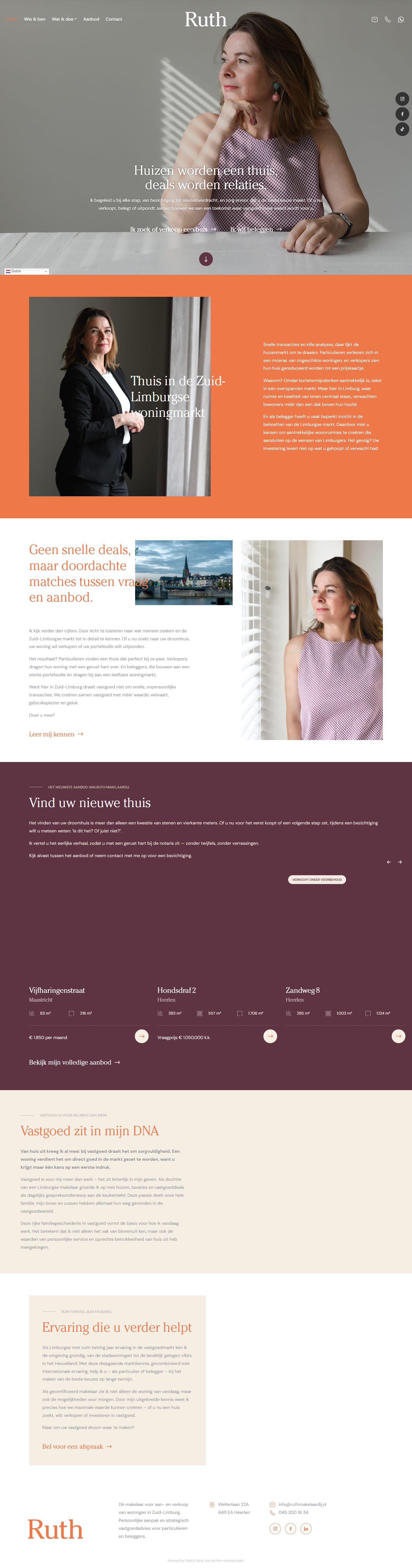 Screenshot van de website van www.ruthmakelaardij.nl