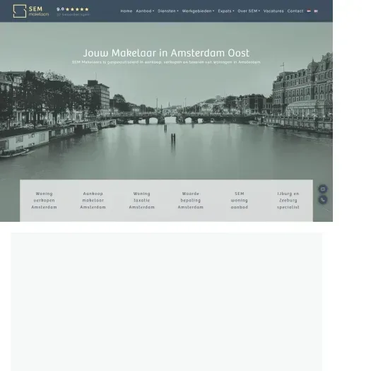 Screenshot van de website van semmakelaars.nl