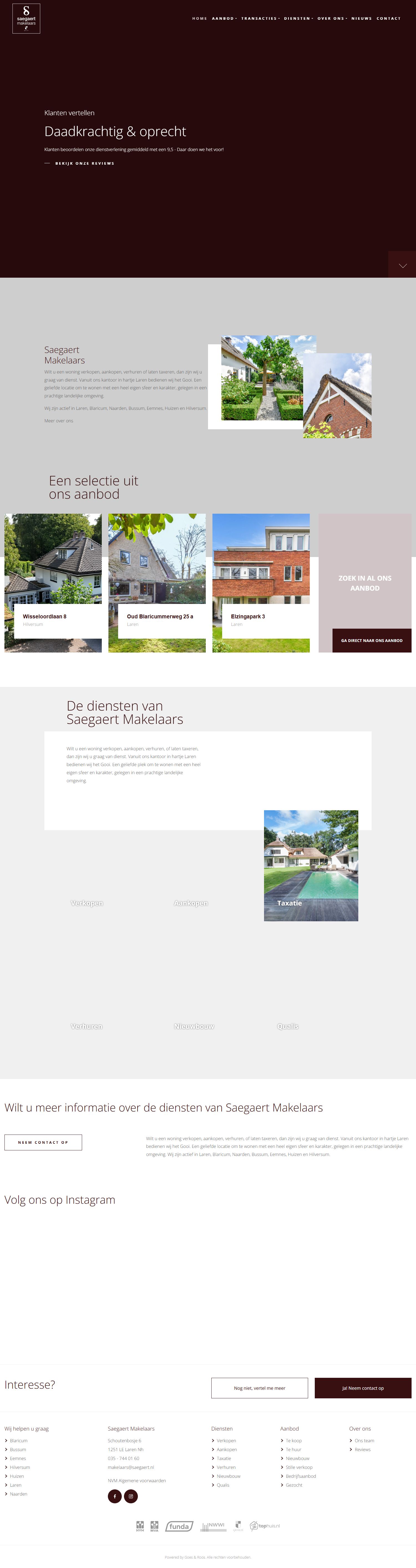 Screenshot van de website van www.saegaert.nl