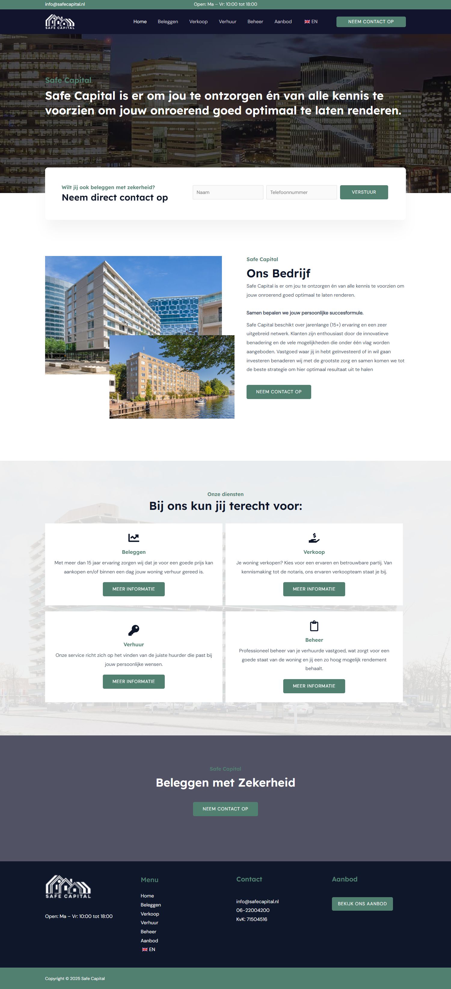 Screenshot van de website van safecapital.nl