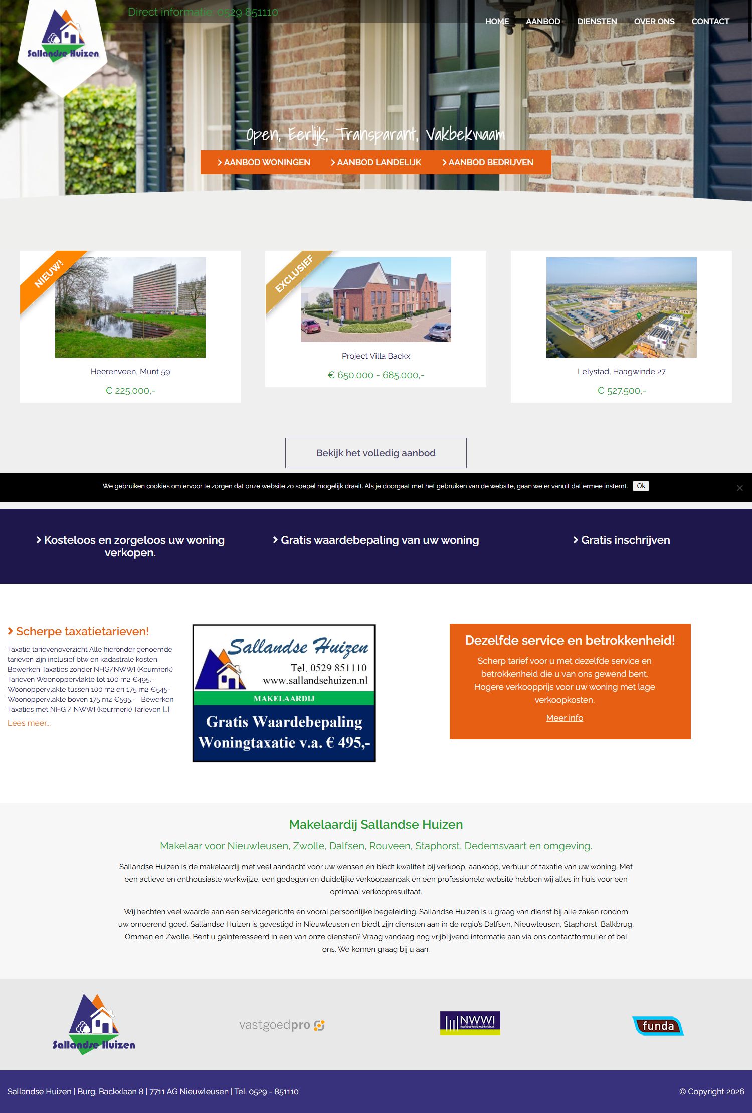 Screenshot van de website van www.sallandsehuizen.nl