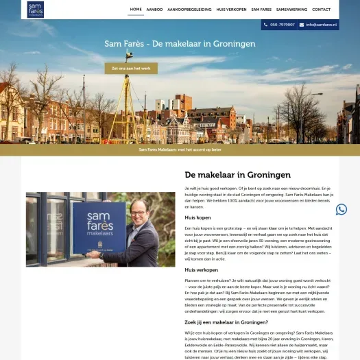 Screenshot of the website of www.samfares.nl
