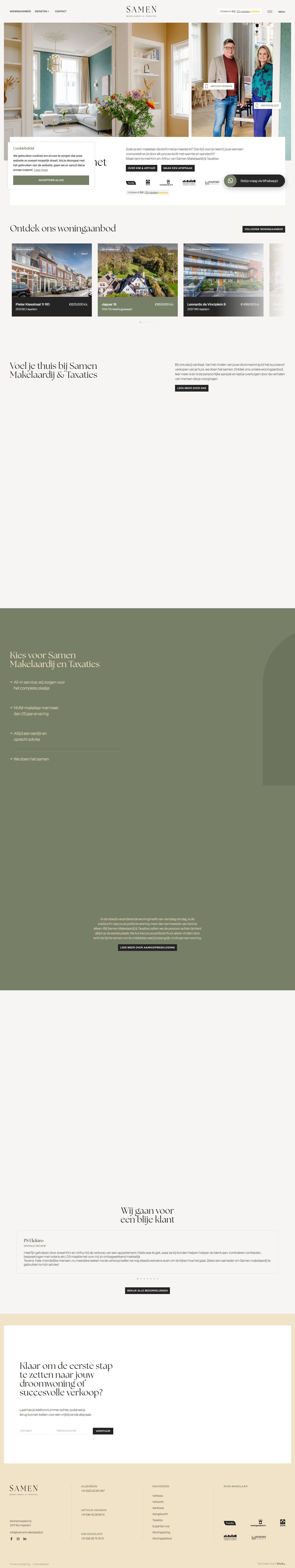 Screenshot van de website van samenmakelaardij.nl