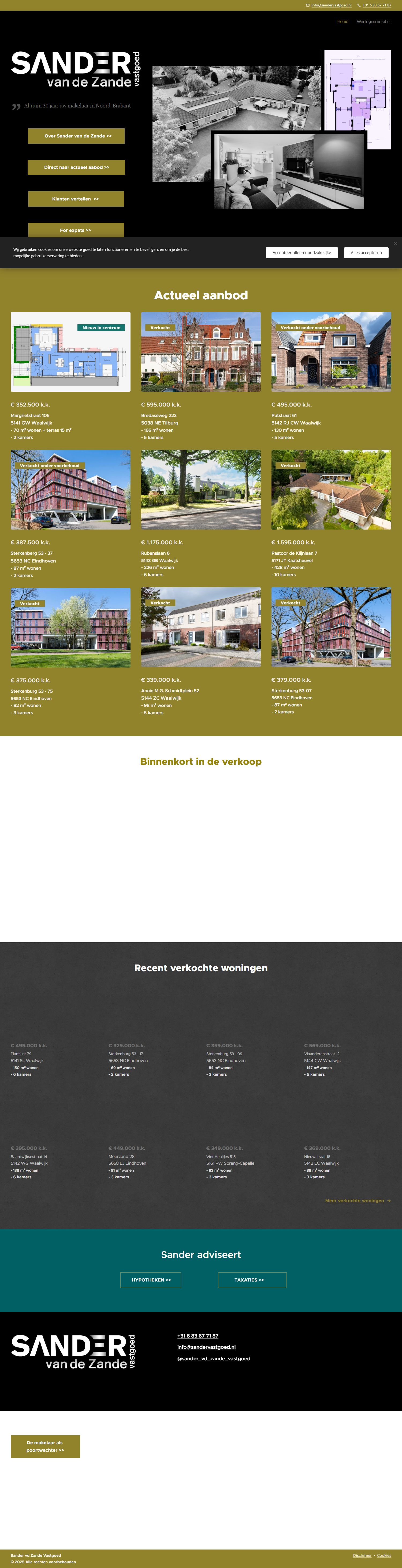 Screenshot van de website van www.sandervastgoed.nl