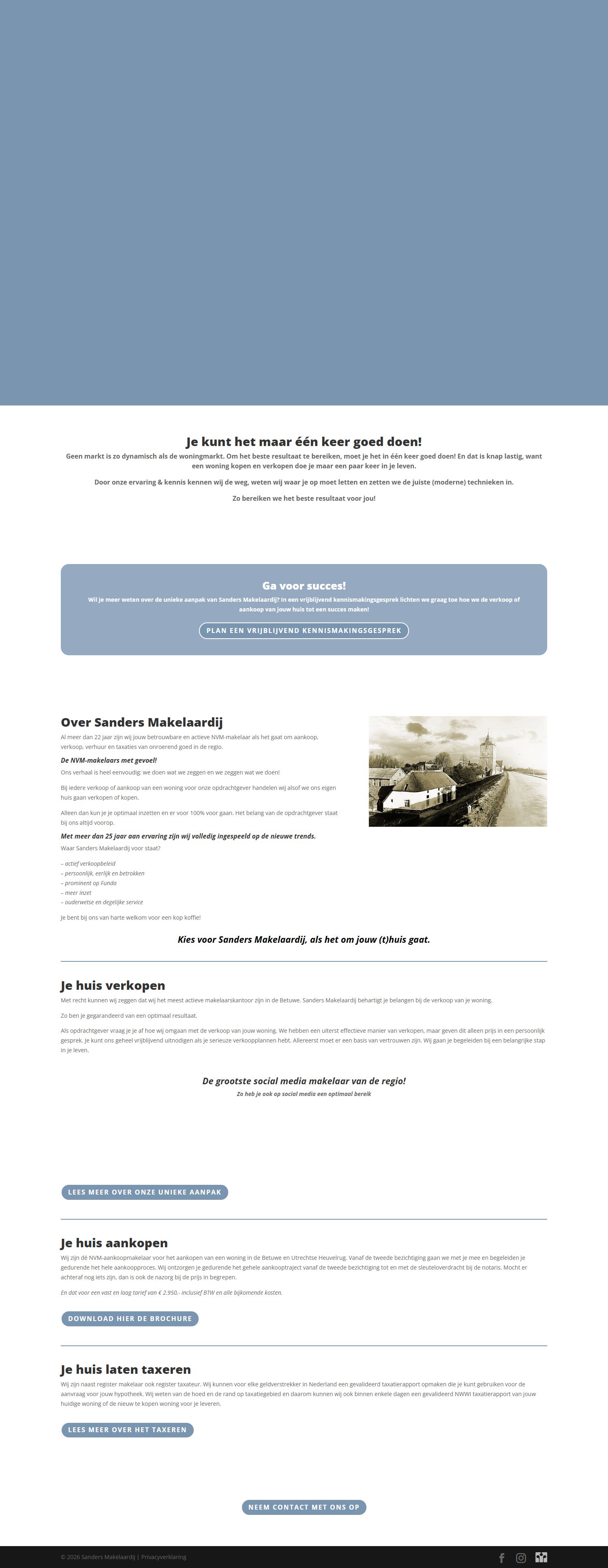 Screenshot van de website van www.sandersmakelaardij.nl