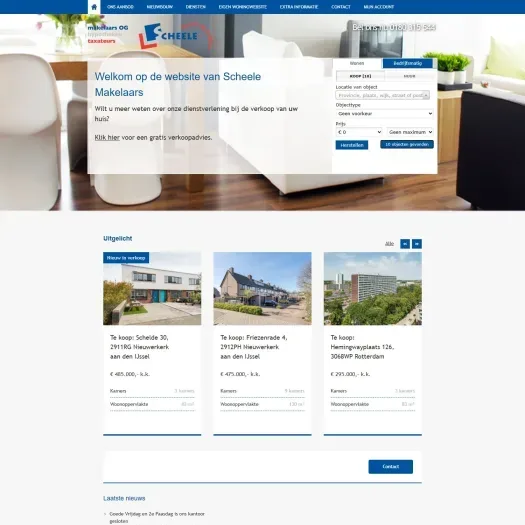 Screenshot van de website van www.scheele.nl