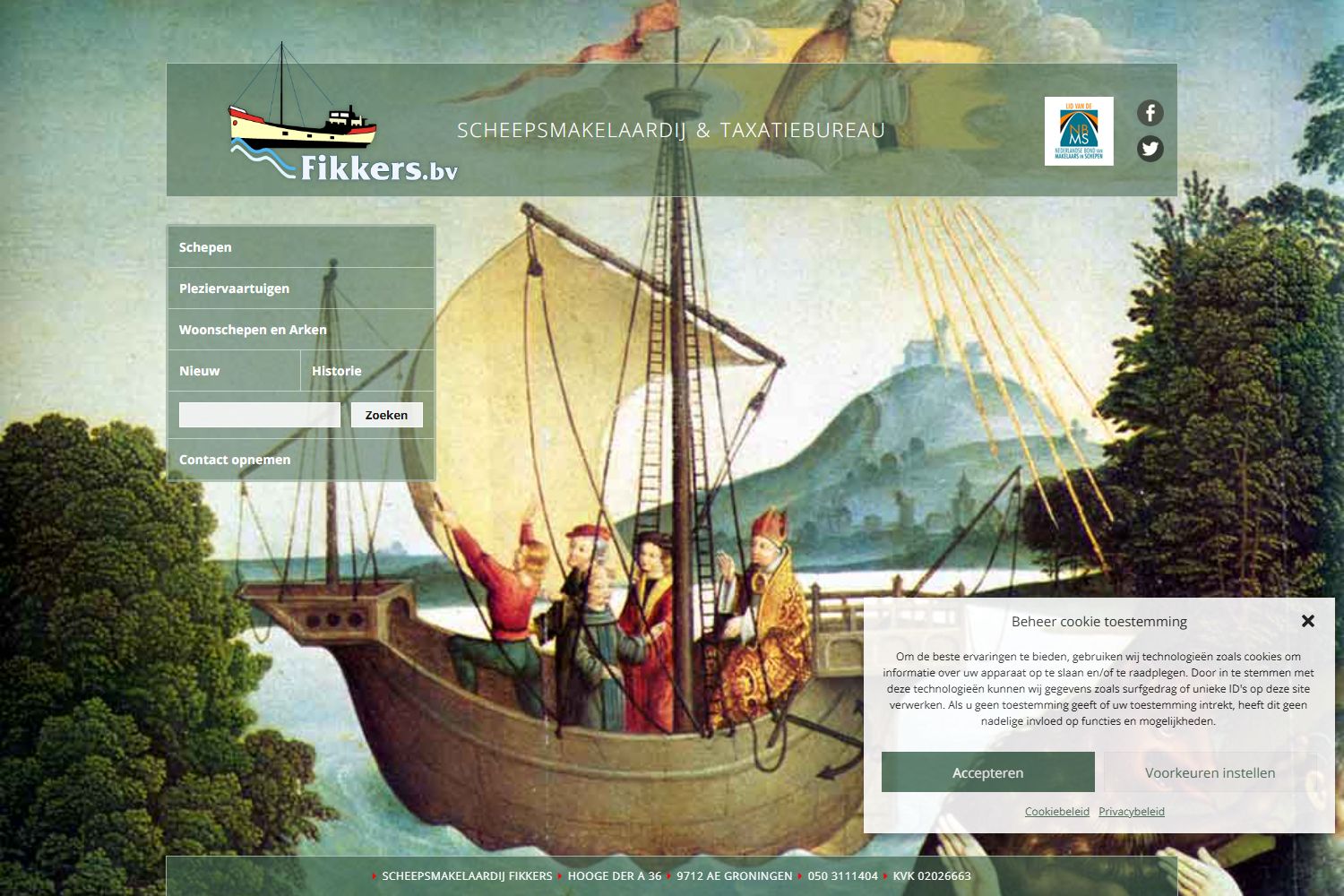 Screenshot van de website van www.fikkers.nl