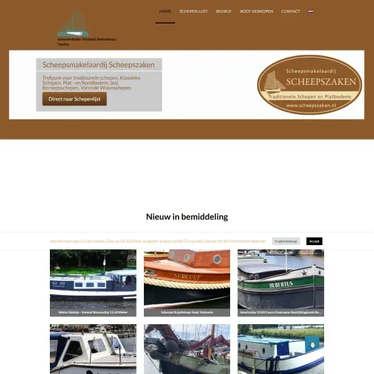 Screenshot van de website van www.scheepszaken.nl