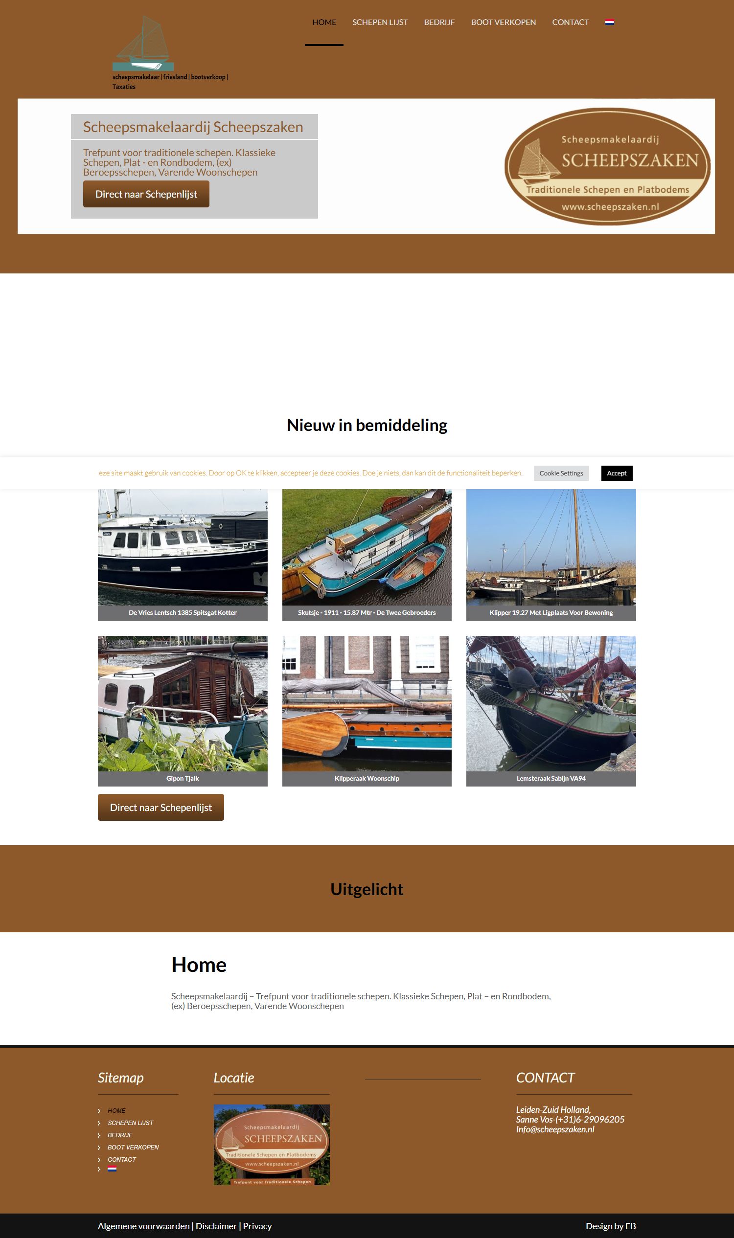Screenshot van de website van www.scheepszaken.nl
