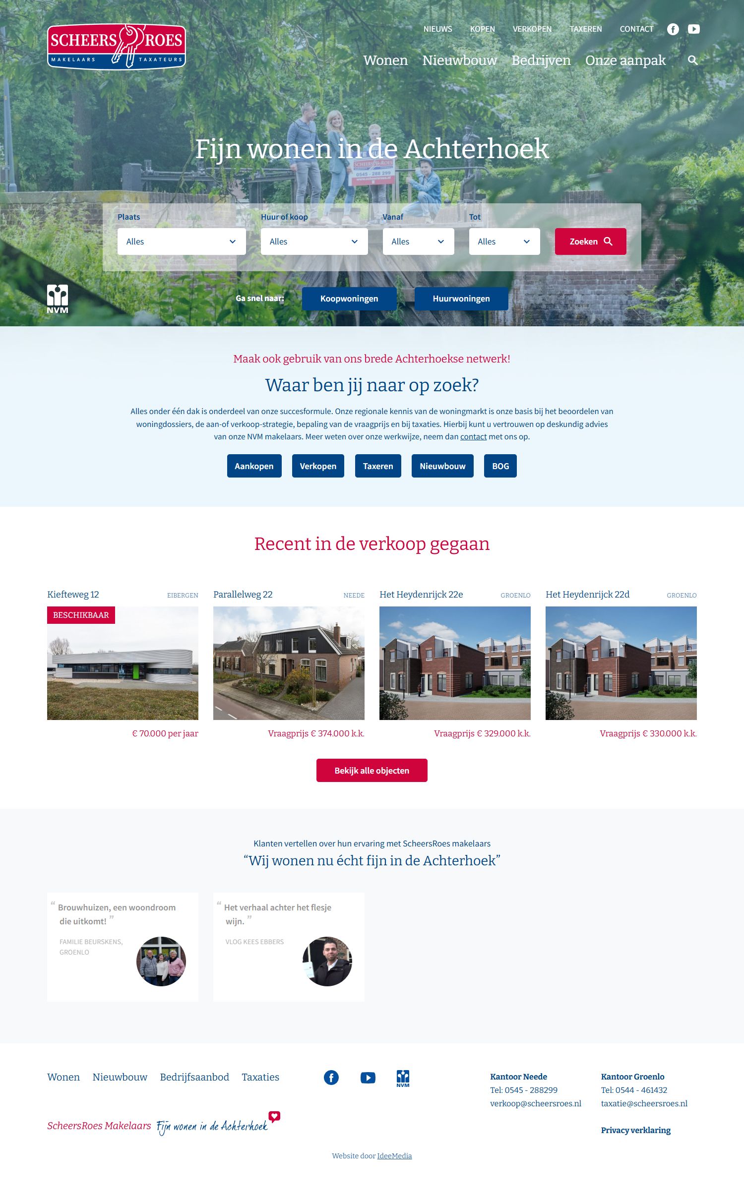 Screenshot van de website van www.scheersroes.nl