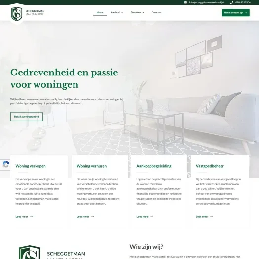 Screenshot van de website van www.scheggetmanmakelaardij.nl
