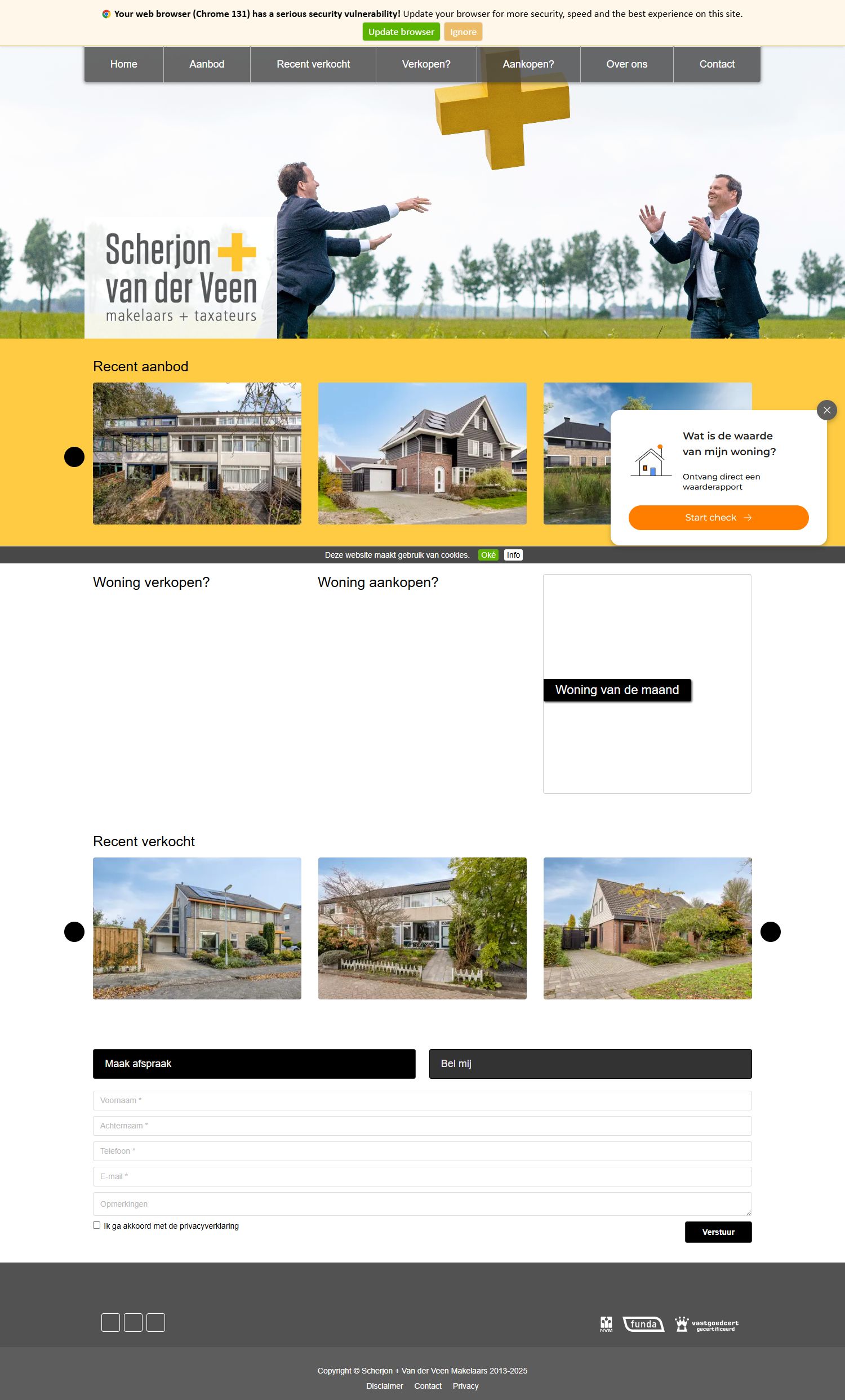 Screenshot van de website van www.scherjonvanderveen.nl